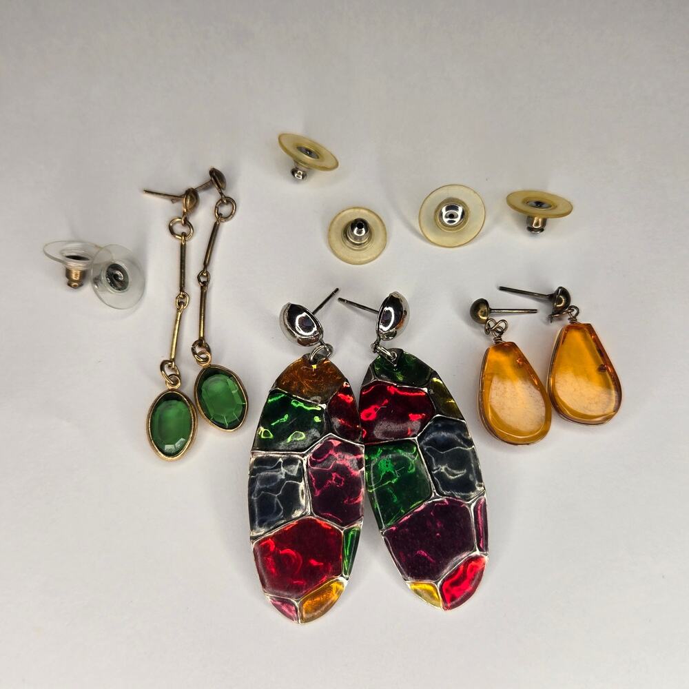 Vintage Retro Earring Lot Multicolor Estate Jewelry Set for Summer
